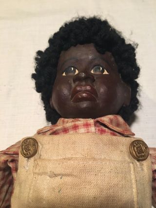 Large Vintage Handmade Wooden Black Americana Doll