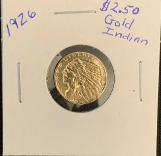 1926 Us American Indian Head Quarter Gold Eagle $2.  5 Coin Rare Date