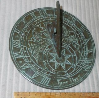 Vintage Brass Sundial In Georgian Style Dated 1760 With Motto 