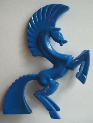 Vintage Plastic Don Manning Stylized Deco Horse Blue 2 3/4 " Tall
