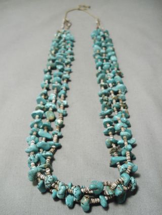 Very Rare Spiderweb Turquoise Nuggets Vintage Navajo Heishi Necklace Old