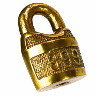 Corbin 999 Padlock Brass Old Vintage Embossed Lock (no Key)