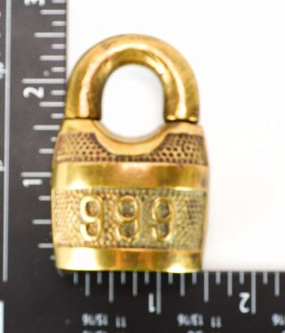 CORBIN 999 Padlock Brass Old Vintage Embossed Lock (no key) 2