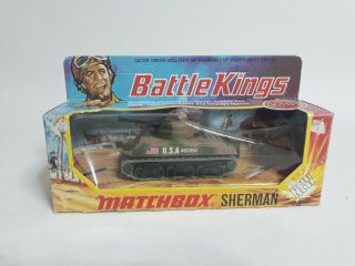 Vintage Boxed Matchbox Lesney K - 101 Battle Kings U.  S.  A.  Sherman Tank Mib