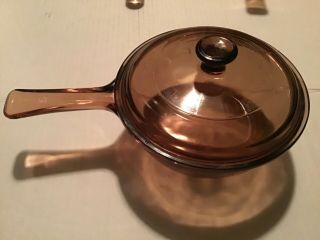 Vintage Corning Ware Visions Amber Cookware 6 Piece Set Saucepans Frypans Lid 4