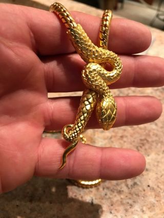 MMA Metropolitan Museum Of Art 2013 Goldtone Egyptian Snake Lariat Necklace 8