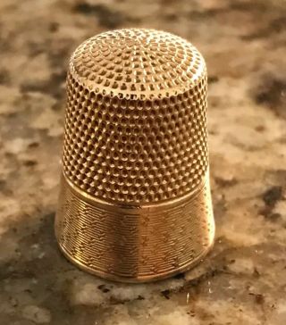 14k Yellow Gold Vintage Sewing Thimble Size 8