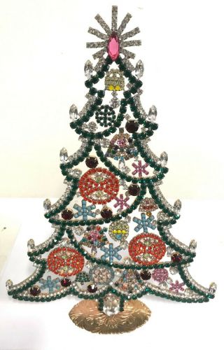 Stunning Rhinestone Christmas Tree - Stand Up Husar.  D - K - 858
