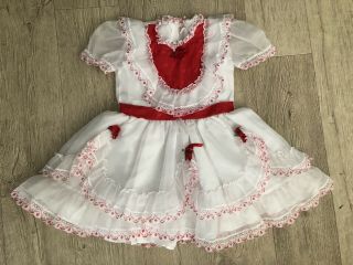 Vintage Girls Ruffle Party Dress Lace Sheer Red And White Full Skirt Sz 8