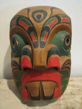 Great Vintage Northwest Coast Carved Red Cedar Wood Mask Signed Ross Hunt Jr
