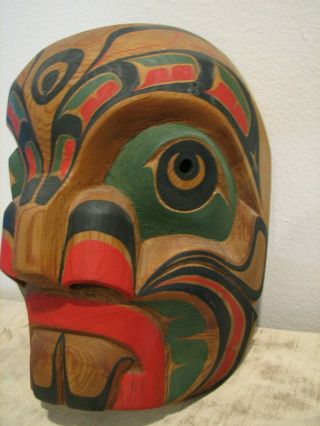 GREAT Vintage NORTHWEST COAST Carved Red Cedar WOOD MASK Signed Ross Hunt Jr 3