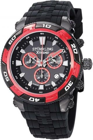 Stuhrling Xtreme 375 33tb1 Windshear Swiss Chronograph Date Silicone Mens Watch