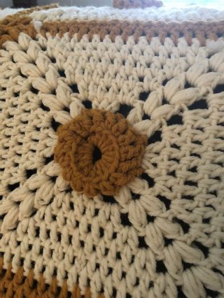 VTG Crochet Granny Square Handmade Throw Queen Size Bed Quilt 6