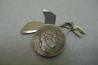 Vintage Eloi Pernet 1846 5 Franc Coin Knife – Blade File Scissors Look