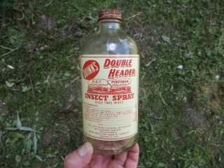 Rare Vintage Antique Greenwood Miss Acl Bottle Double Header Insect Poison Train