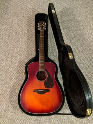 Yamaha Fg730s Acoustic Guitar Rosewood Vintage Cherry Sunburst W/ Case And Acc.