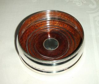 Quality Vintage Oak Wood & Hallmarked Irish Solid Silver Bottle Holder/coaster