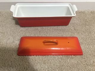 VINTAGE LE CREUSET CAST IRON ENAMEL FLAME ORANGE PATE TERRINE PAN LOAF PAN 12” 3