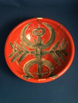 Vintage Madoura Plein Feu Pottery Wax Resist Bowl With Icarus Not Picasso Ramie?