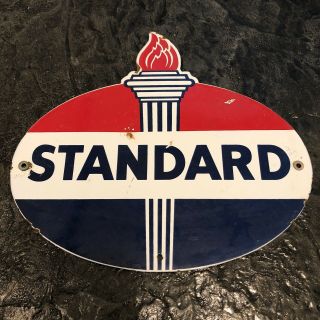 Die Cut Vintage Standard Oil Porcelain Sign Pump Plate