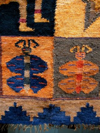 VINTAGE ESTATE HAND WOVEN PERUVIAN LAMBS WOOL RUG TAPESTRY WALL HANGING 5