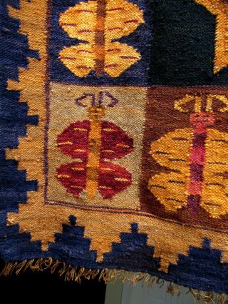 VINTAGE ESTATE HAND WOVEN PERUVIAN LAMBS WOOL RUG TAPESTRY WALL HANGING 6
