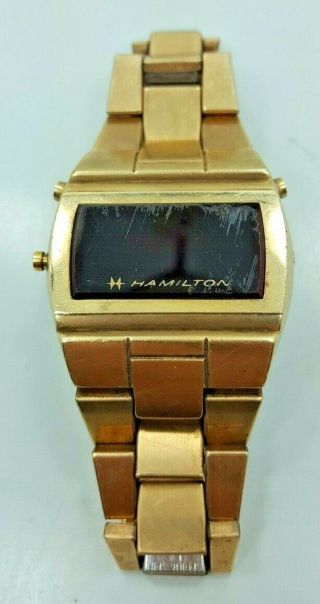 Vintage 10k Rgp Bezel Hamilton 957 Led Digital Watch -