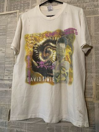 Vtg 90s Nine Inch Nails David Bowie Rock Band T - Shirt