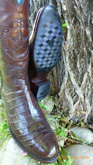 Black Jack " Inlay " Belly Cut Alligator Crocodile Skin " Rare " Western Boots 9.  5 D