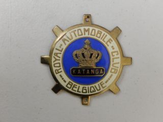 Vintage Brass Royal Automobile Club Belgique Katanga Car Badge Auto Emblem