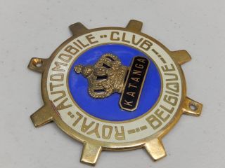Vintage Brass Royal Automobile Club Belgique Katanga Car Badge Auto Emblem 4