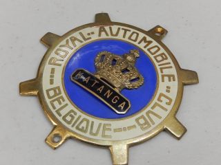 Vintage Brass Royal Automobile Club Belgique Katanga Car Badge Auto Emblem 5