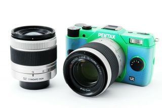 Rare PENTAX Q10 Green Body w/ 02 Standard and 06 Telephoto twin Lens [Exc]Japan 2