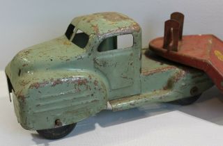 Vintage 1940 ' s LINCOLN TOYS transport trailer truck Pressed steel made in Canada 2