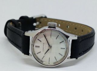 Vintage Women ' s LONGINES Mechanical Watch.  19mm Case.  Silver Dial. 3