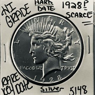 1928 Peace Silver Dollar Hi Grade U.  S.  Rare Key Coin 5148