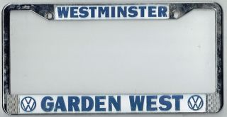 Westminster California Garden West Volkswagen Vintage Dealer License Plate Frame