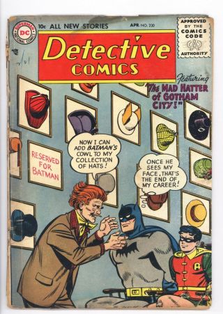 Detective Comics 230 Vol 1 Lower Grade 1st App Mad Hatter 1956 Rare