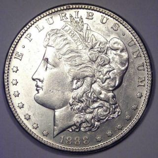 1888 - S Morgan Silver Dollar $1 - Rare Date - - Luster
