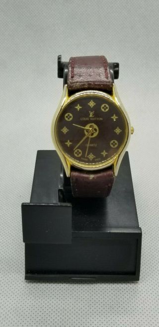 Vintage Louis Vuitton Swiss Made Quartz Watch Leather Band Running