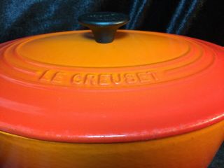 Vintage Le Creuset Oval Dutch Oven 25 Flame Red Orange Enameled Cast Iron 3 1/2 2