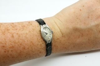A Vintage Ladies Art Deco 18k 750 White Gold Diamond Cocktail Wristwatch 13503