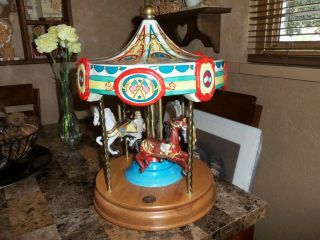 Very Rare Signed 4 Horse American Musical Carousel By Tobin Fraley 28
