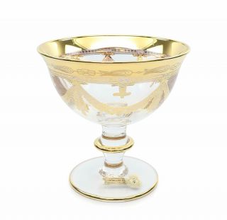 Interglass Italy 2 - pc Luxury Clear Vintage Glass Compote Serving Bowl,  24K Gold 2