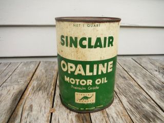 Vintage 1 Quart Sinclair Opaline Motor Oil Can Metal Aviation Neat Nr Man Cave