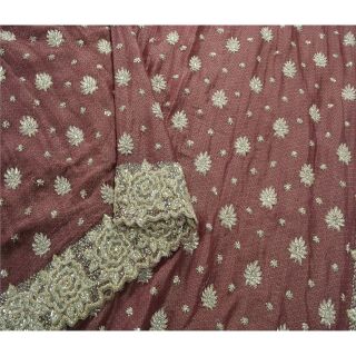 Sanskriti Vintage Purple Heavy Saree Pure Georgette Silk Fabric Hand Beaded Sari