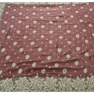 Sanskriti Vintage Purple Heavy Saree Pure Georgette Silk Fabric Hand Beaded Sari 2