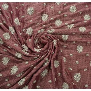 Sanskriti Vintage Purple Heavy Saree Pure Georgette Silk Fabric Hand Beaded Sari 5