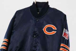 90 ' s Vintage Mens CHICAGO BEARS NFL STARTER Satin Bomber Jacket Varsity Size L 3