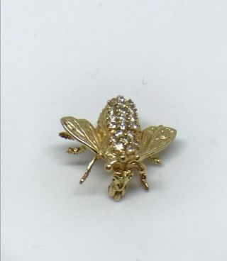 Vintage 14K Yellow Gold and Diamond Bee Pin/Pendant/Brooch 2